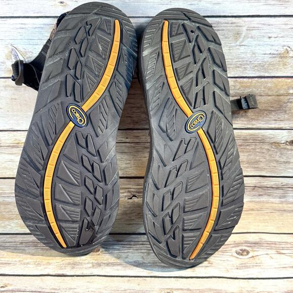Chaco Mens Brown Orange Tribal Pattern Toe Loop Outdoor Hiking Sandals Size 12